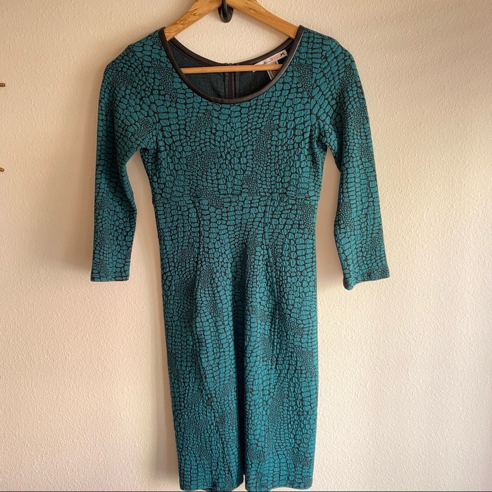 Yoana Baraschi Y2K Mini Dress Python Long Sleeve Green Black Mini S Bodycon
